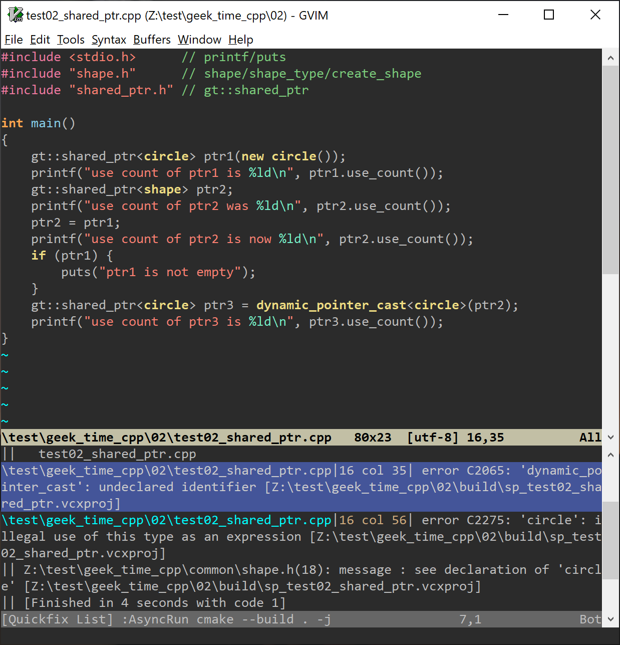 Windows 下遇到编译错误的界面 Fig10.5